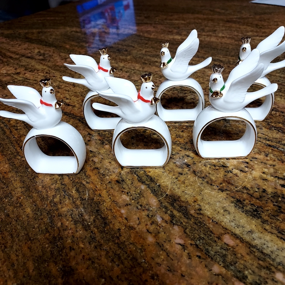 Napcoware Bone China Dove with Crown set of 6,VINTAGE.